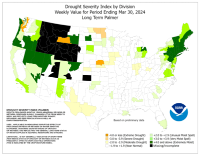 Palmer drought index